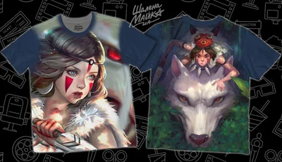 Футболки с полной запечаткой: princess mononoke принцесса мононоке